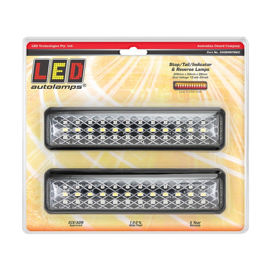 12/24V LED Stop/Tail Indicator Reverse Lamp 200x50x28mm Twin Blister 200BIRSTME2