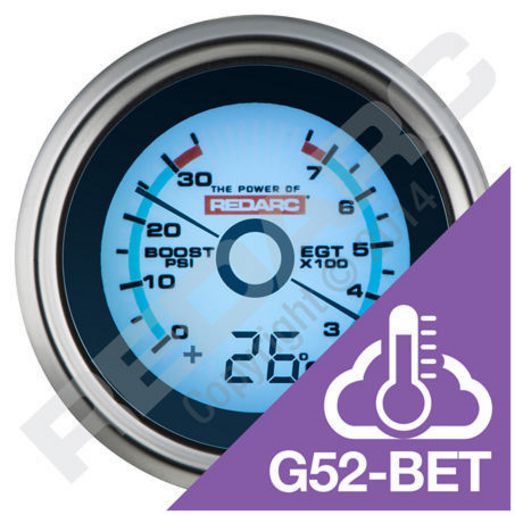 EGT and boost/pressure gauge with optional temperature display REDARC G52-BET