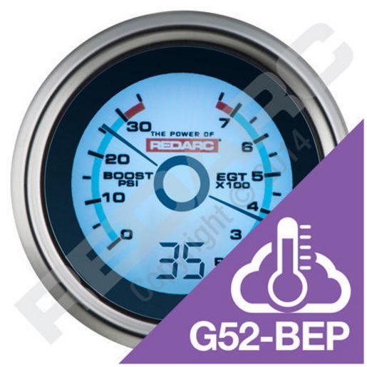 EGT and boost/pressure gauge with optional oil pressure display REDARC G52-BEP