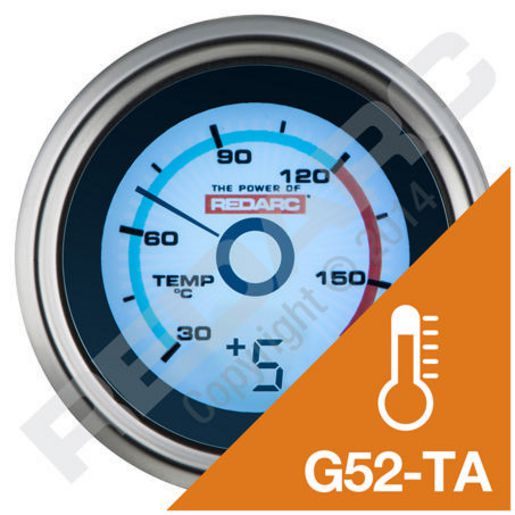 REDARC SINGLE TEMPERATURE GAUGE WITH OPTIONAL CURRENT DISPLAY G52-TA