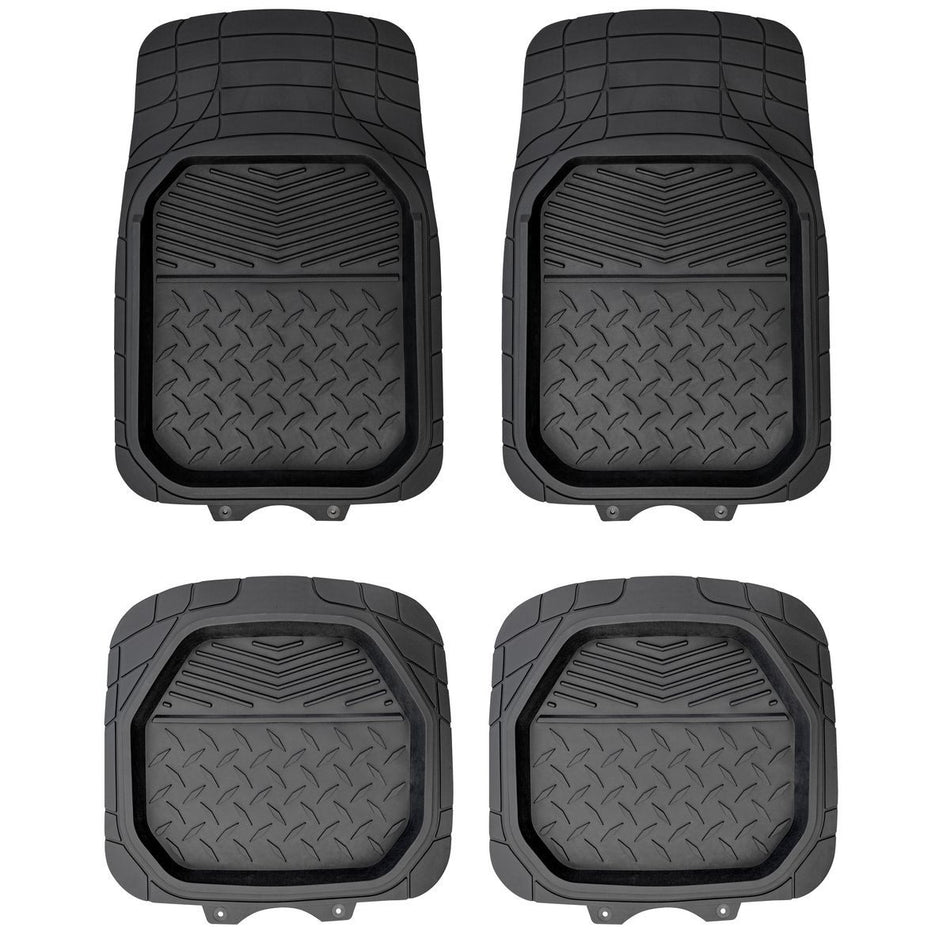 RUBBER FLOOR MATS SHALLOW DISH SET OF 4 FRONT AND REAR (FREE SHIPPING)