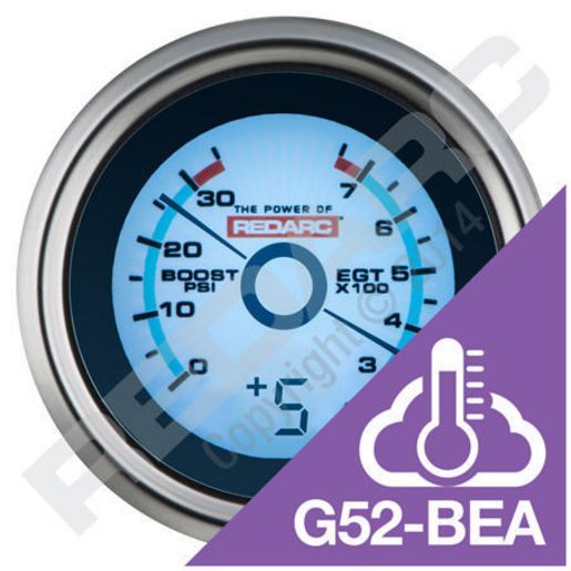 REDARC EGT AND BOOST/PRESSURE GAUGE WITH OPTIONAL CURRENT DISPLAY G52-BEA