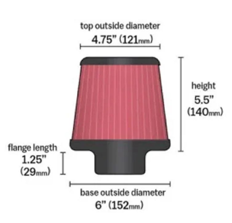 K&N PERFORMANCE AIR FILTER ROUND REVERSE TAPERED 3 INCH 3.5 INCH 4 INCH POD