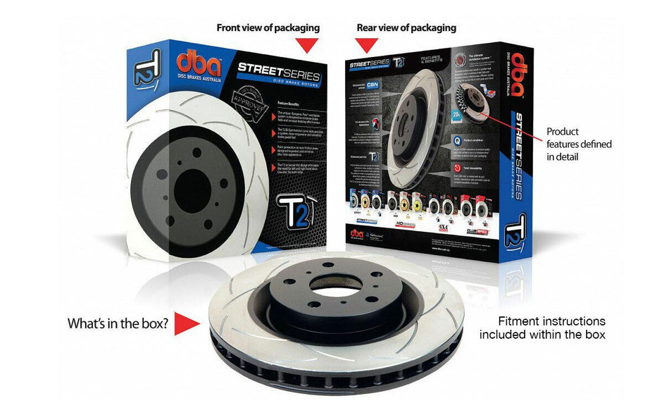 HOLDEN COMMODORE VT VX VY VZ FRONT DISC BRAKE ROTORS SLOTTED DBA PERFORMANCE