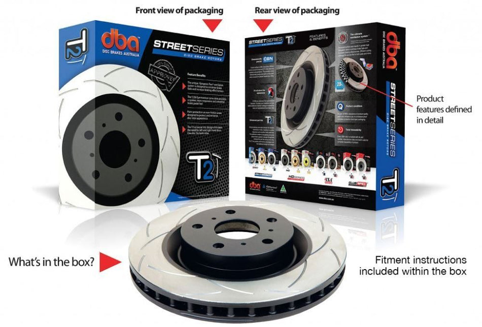 Mitsubishi EVO IV 96 / Outlander 12- Street T2 Slot KP F DBA Disc Brake Rotors