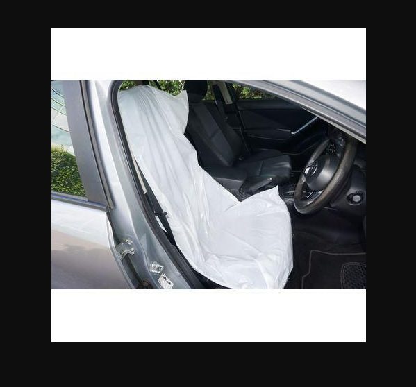 Disposable Car Seat Covers Plastic, White - Set (100 COVERS IN BOX)