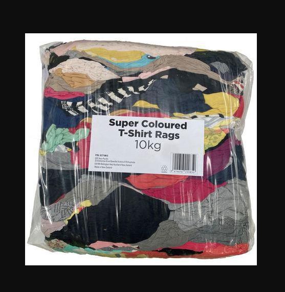 BAG OF RAGS WORKSHOP RAGS Coloured T-Shirt Rags Assorted, 10.0kg Bag