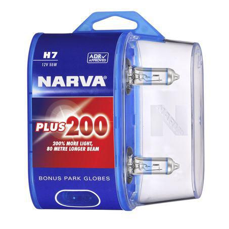 H7 HEADLIGHT BULBS NARVA PLUS 200% MORE LIGHT 48396BL2 (SUPER BRIGHT) (PAIR)