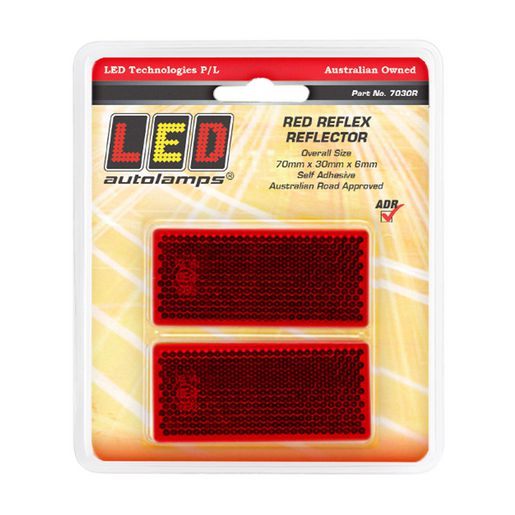 RED REFLECTOR SELF ADHESIVE 70X30X6MM TWIN BLISTER PACK