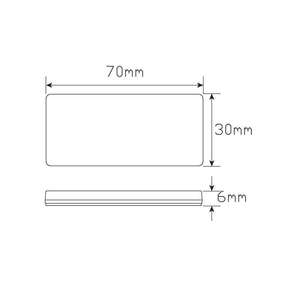 RED REFLECTOR SELF ADHESIVE 70X30X6MM TWIN BLISTER PACK